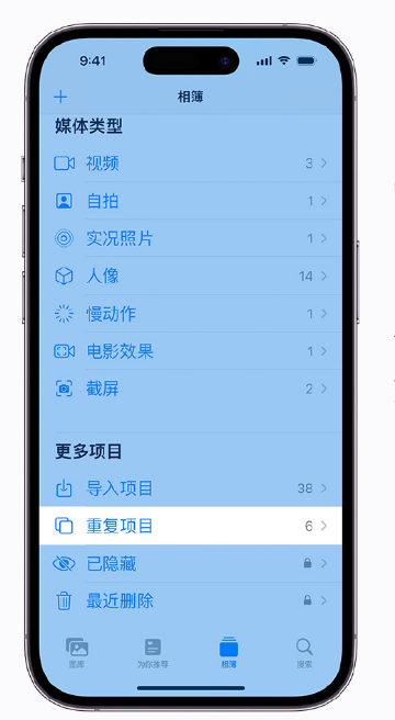 港口苹果手机维修分享升级 iOS 16 后无法查看到“重复项目”相簿怎么办 