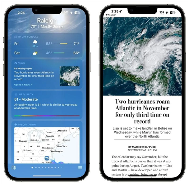 港口苹果14维修分享iPhone 14手机如何看天气时顺带看新闻 