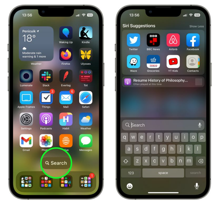 港口苹果手机维修分享升级到 iOS 16 后，如何删除主屏幕上的搜索按钮 