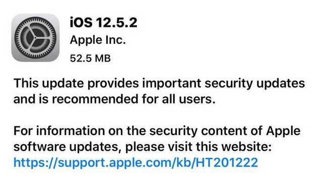 港口苹果手机维修分享iOS12.5.2发布，建议所有老苹果用户安装 